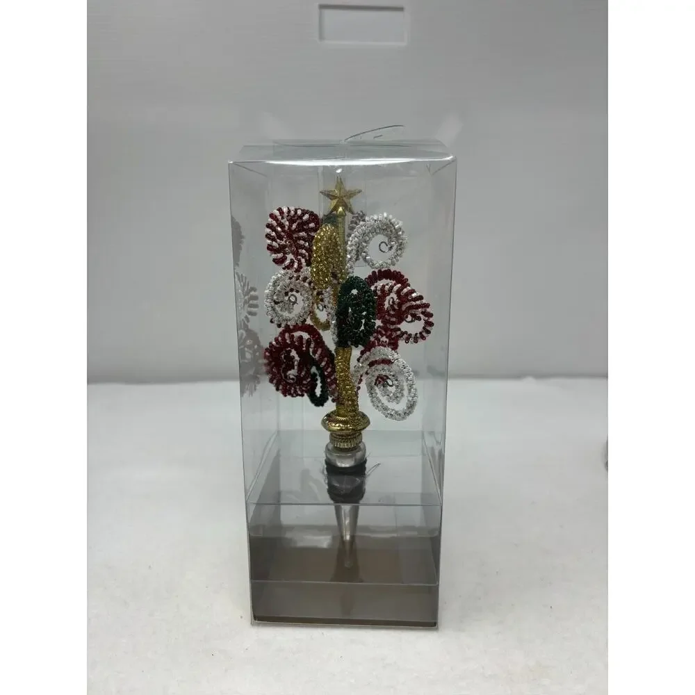 Pier 1 Imports Beaded Wine Bottle Stopper Christmas Tree Holiday